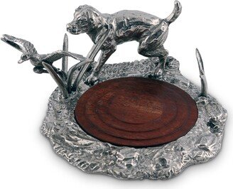 Pewter Hunting Labrador and Duck Wine Coaster