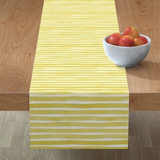 Table Runners: Imperfect Watercolor Stripes Table Runner, 90X16, Yellow