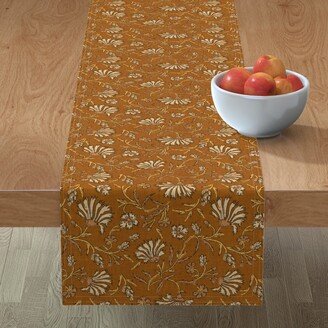 Table Runners: Kalami Floral - Mustard Table Runner, 72X16, Orange