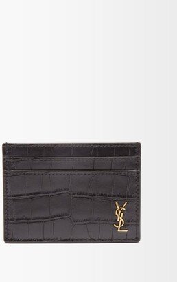 plaque Crocodile-effect Leather Cardholder