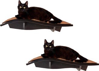 Arf Pets Wall-Mounted Cat Window Perch, Wooden Cat Shelf, Pack of 2