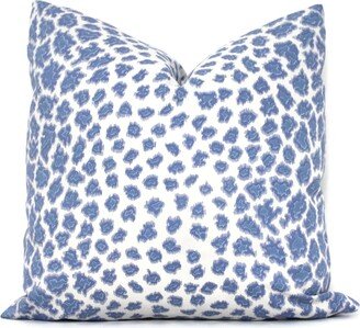 Delft Blue English Leopard Decorative Pillow Cover Brunschwig & Fils, , Eurosham Or Lumbar, Blue On White Animal Print