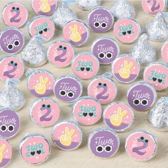 Big Dot Of Happiness Two Cool - Girl - Small Round Candy Stickers - Party Favor Labels - 324 Count