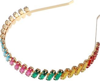 Unique Bargains Women's Metal Rectangle Colorful Rhinestone Faux Crystal headband 1 Pc