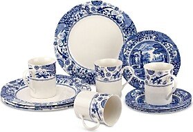 Blue Italian Brocato 12 Piece Dinnerware Set