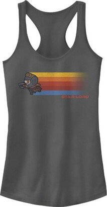 Junior's Guardians of Galaxy Star-Lord Kawaii Rainbow Racerback Tank Top - Charcoal - X Large