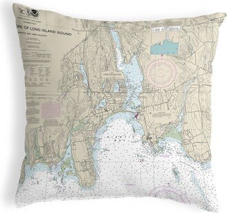 Betsy Drake North Shore Long Island to Niantic Bay, CT Nautical Map Noncorded Pillow