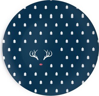 Salad Plates: Modern Christmas Deer - Navy Salad Plate, Blue