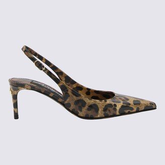 Leopard Print Leather Slingback Pumps