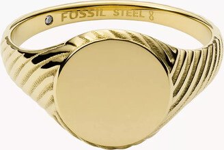 Sadie Vintage Twists Gold-Tone Stainless Steel Signet Ring JF03804710
