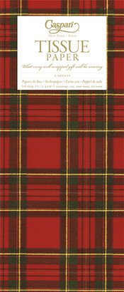 Caspari Tissue Sheets Royal Plaid Red Pkg/4