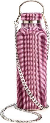 Diamond Bling Water Bottle With Lid And Removable Carrying Strap, Stainless Steel Vacuum Insulated, Bedazzled With Over 5000 Rhinestones, 25-Ounce, Pink