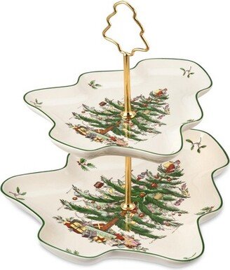 Christmas Tree Sculpted 2 Tier Server - 10 & 8 Inch