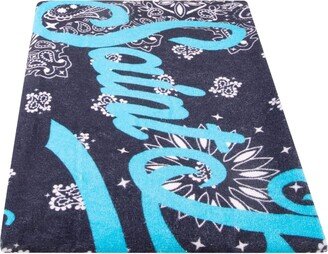 Beach Towel With Blue Bandanna Print