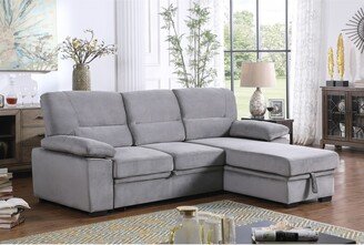 Velvet Upholstered Reversible Sleeper Sectional Sofa Chaise