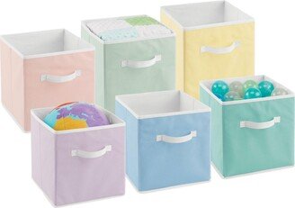 mDesign Small Fabric Organizer Cube Bin with Handle, 6 Pack, Bright Multicolor