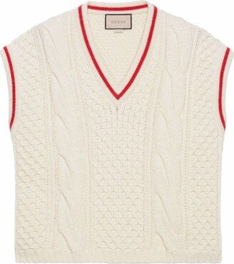 cable-knit V-neck vest-AB