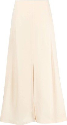 High-Waisted Front-Slit Midi Skirt