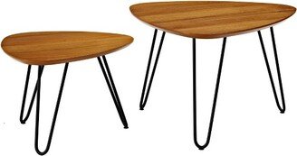 Gibby Hairpin Leg Wood Nesting Coffee Table Set Walnut - Saracina Home