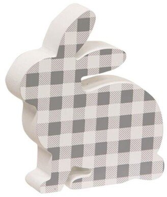 Gray & White Buffalo Check Chunky Bunny - 4.50