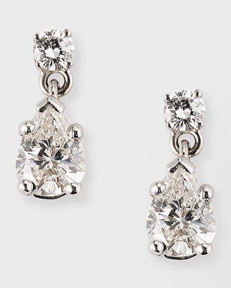 NM Estate Estate 14K White Gold Pear and Round Diamond Dangle Drop Earrings