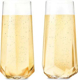 Raye Faceted Crystal Champagne Flutes, Set of 2, 10 Oz