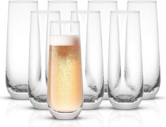 Milo Stemless Champagne Flutes Crystal Glasses - Set of 8 Glasses - 9.4oz