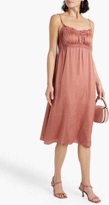 Yanis button-detailed satin midi slip dress