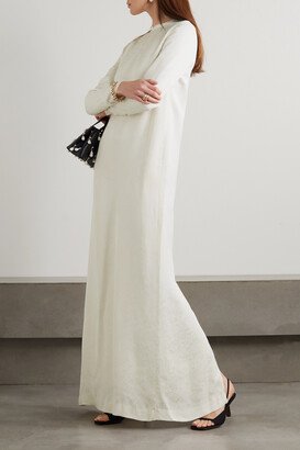 Frayed Jacquard Maxi Dress - White