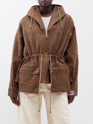 Hooded Drawcord-waist Waxed-cotton Parka-AA