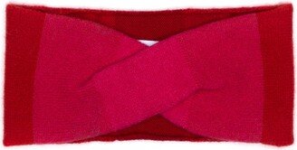 Fushia Red Colorblock Cashmere Knit Turban Headband