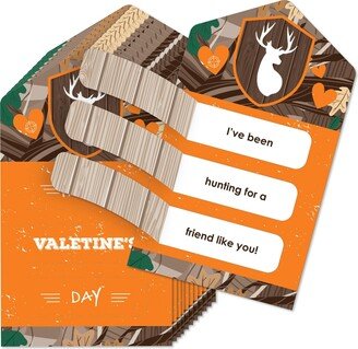 Big Dot Of Happiness Gone Hunting - Camo Cards for Kids - Happy Valentine's Day Pull Tabs - Set of 12