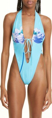 Veda Plunge One-Piece Thong Swimsuit