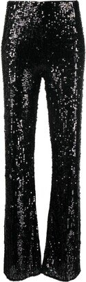 Sequin-Embellished Mid-Rise Trousers