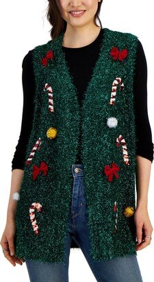 Juniors' Hooked Up Tinsel Holiday Vest