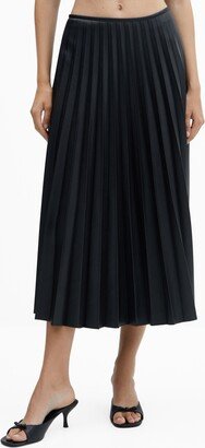 Women's Satin-Effect Pleated Midi-Skirt