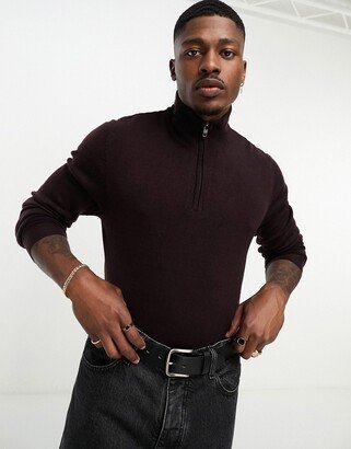 soft touch half zip jumper in burgundy