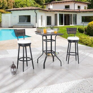 Patio Festival 3-Piece Outdoor Bar Height Bistro Set with Cushions-AA