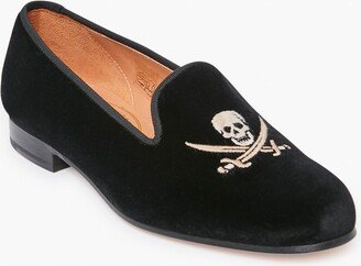 Stubbs & Wootton Black Velvet Skull Slippers