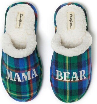 Dearfoam Women' Mama Bear Plaid Scuff Slipper - Navy Plaid Size M