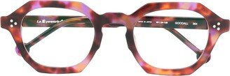 L.A. EYEWORKS Marble-Effect Round- Frame Optical Glasses