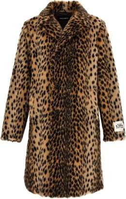 Leopard Printed Double-Breasted Coat