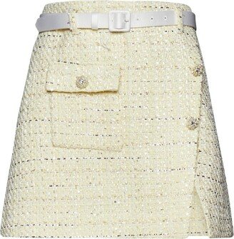 Belted Bouclé Mini Skirt