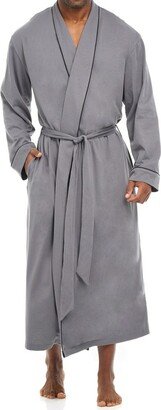 Alexander Del Rossa ADR Mens Long Knit Lounge Robe with Pockets Steel Gray X Large