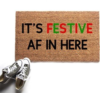 Festive Af Christmas Doormat, Holiday Welcome Mat, Outdoor Decor, Door Mat