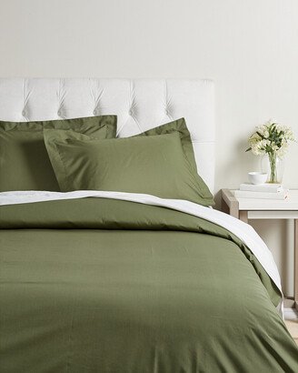 Solid 300 Thread Count Cotton Percale Duvet Cover Set-AA