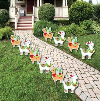 Big Dot Of Happiness Fa La Llama - Lawn Decor - Outdoor Christmas & Holiday Party Yard Decor - 10 Pc