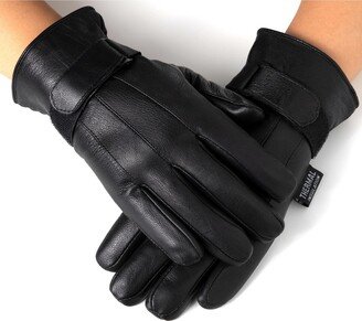 Alpine Swiss Mens Gloves Dressy Genuine Leather Warm Thermal Lined Wrist Strap