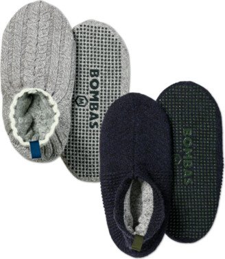 Men's Gripper Slipper 2-Pack - Navy-Meteor Mix - Large - Cotton