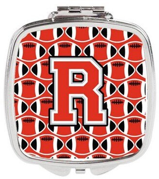 CJ1067-RSCM Letter R Football Scarlet & Grey Compact Mirror